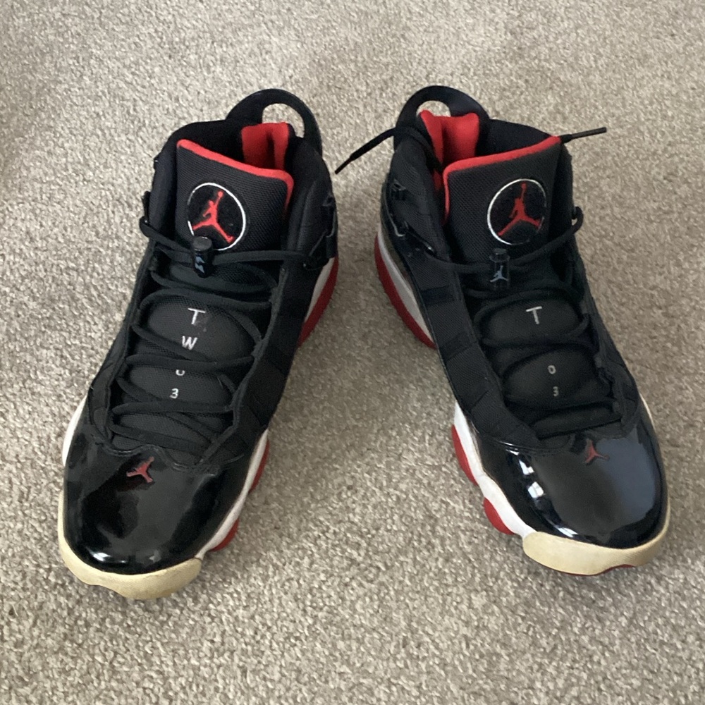 Nike Jordan 6 Ring Sneakers in red black and white sz 12